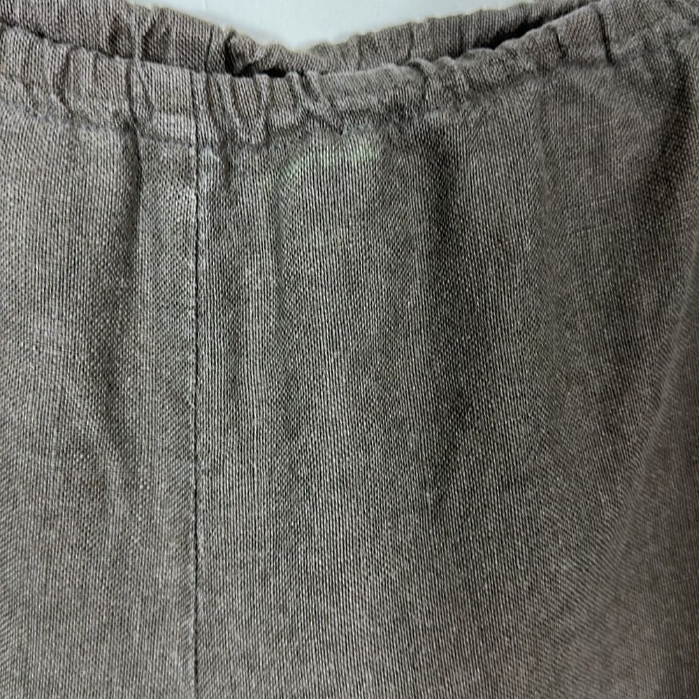 Eileen Fisher Brown Linen Wide Leg Mid Rise Pants Size M - Picture 2 of 13